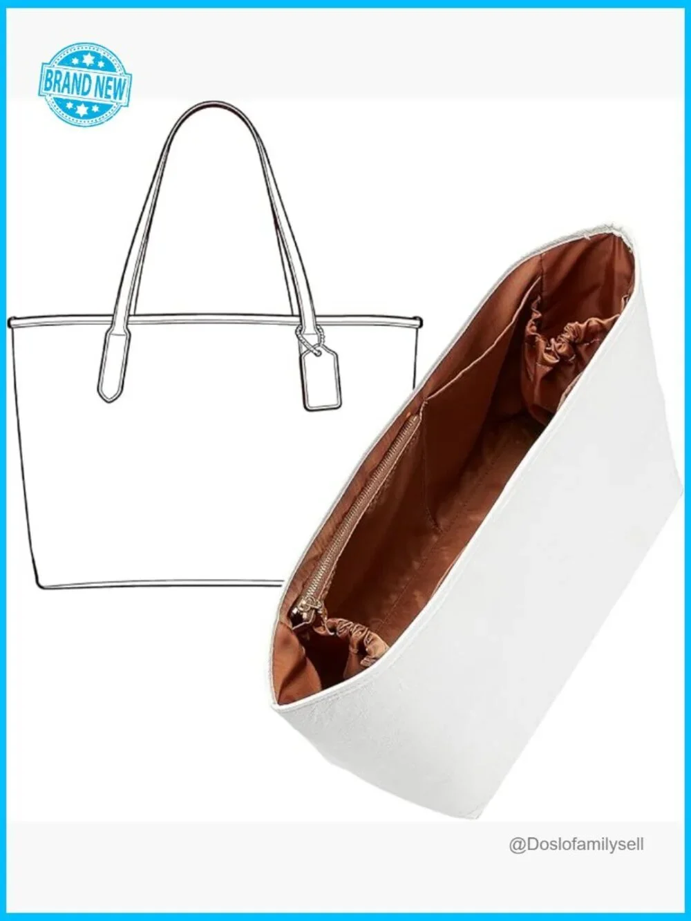 Lightweight Tote Bag Organizer Insert with Laptop Compartment & Cup Holder